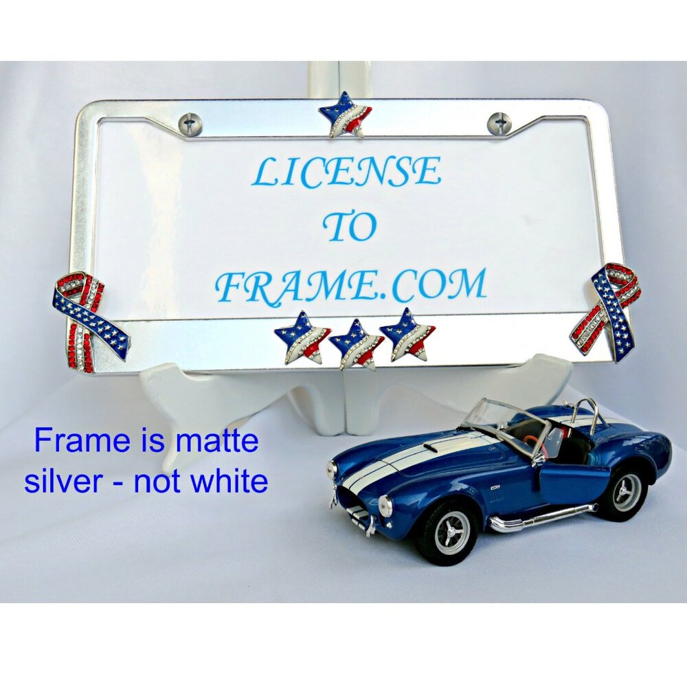 Patriotic Flag Metal License Plate Frame Car Accessories Red White Blue …726